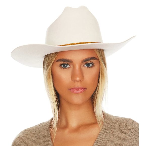 Lack of Color Ridge Cowboy Hat in Ivory White Wool Felt Small